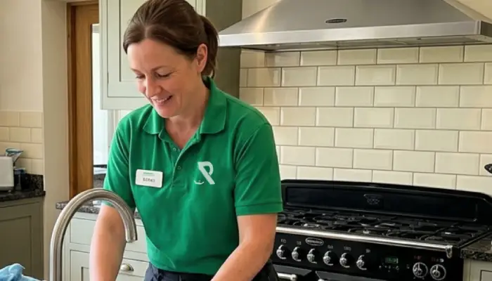 Royal Cleaning's 3-person team outside a detached house on Riddlesdown Road, Purley
