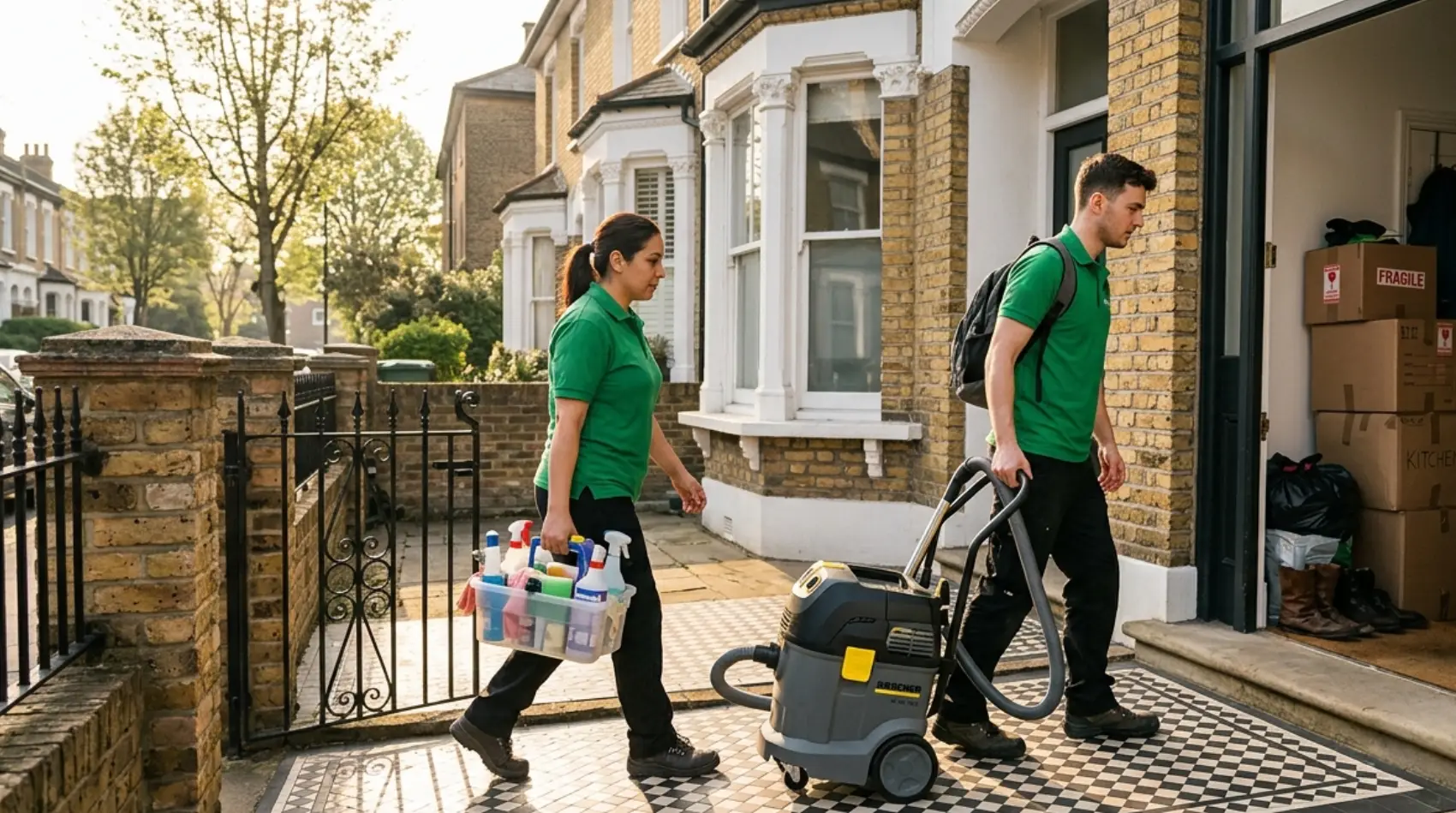 Royal Cleaning team arriving for a same day end of tenancy clean in London